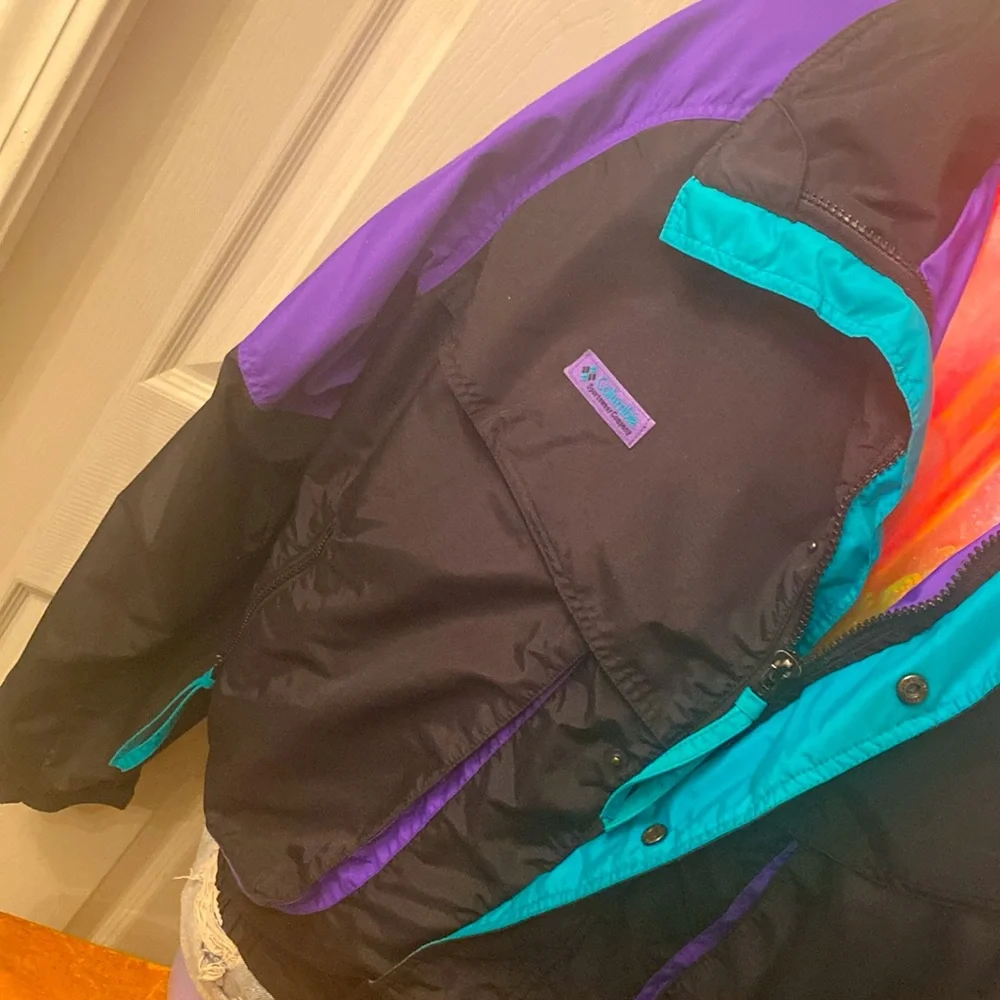 VINTAGE 80s 90s Men’s COLUMBIA Radical Sleeve Color Block Rad Jacket Coat - Picture 9 of 16